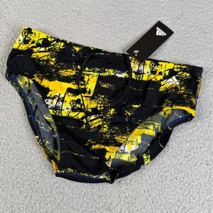 ADIDAS Mens ER Brief Mens 34 Black Yellow Swim Boxer Trunks Beach Pool Lake
